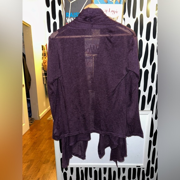 Kanvas - Plum Cascading Open Front Cardigan - Picture 7 of 8